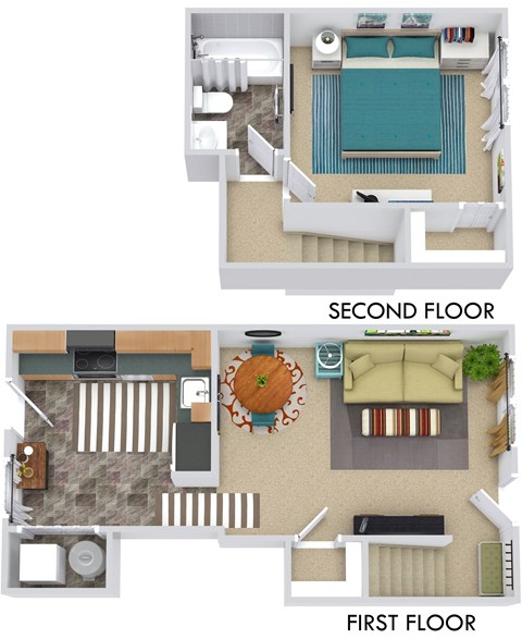Floor plan for 1 bed, 1 bath, 707 sqft